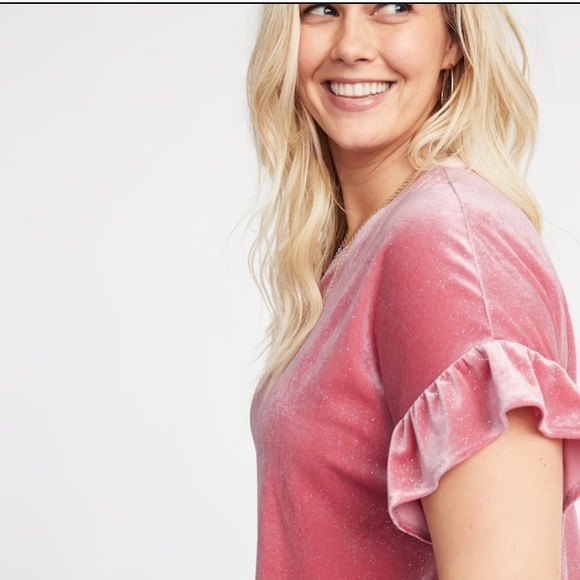 BNWT Old Navy sz 3x Sparkle Knit Velvet Ruffle Top - Picture 7 of 8